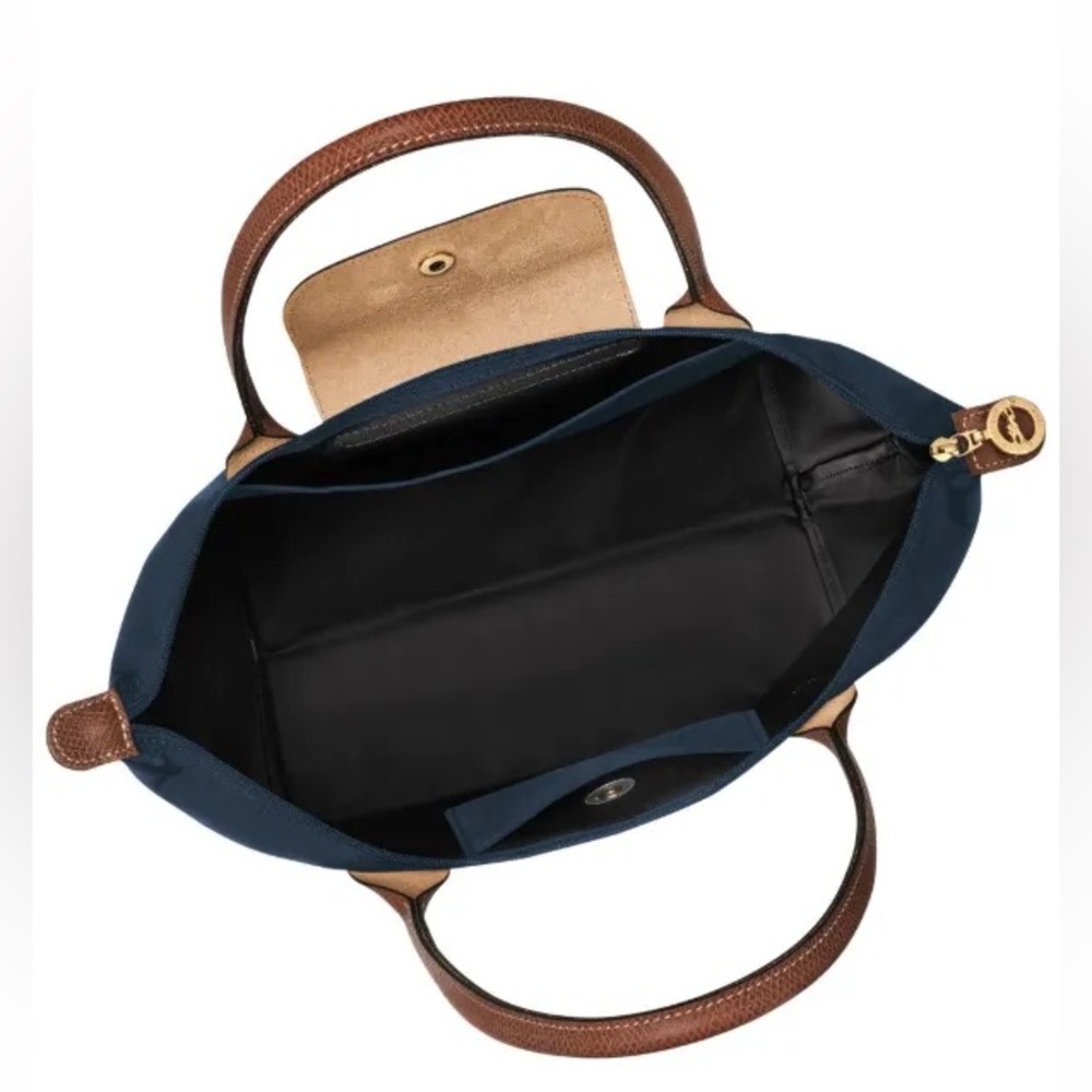 Longchamp Medium Le Pliage Nylon Shoulder Tote Navy or Black and Paper - Picture 5 of 16